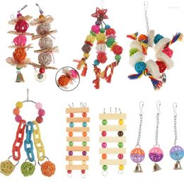 Other Bird Supplies Parrot Toys Wood Birds Standing Chewing Rack Bead Ball Heart Star Shape Toy Accessories