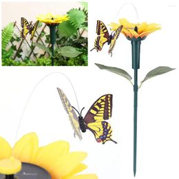 Garden Decorations Solar Sunflower Animal Stake Decor Ornaments 40cm Dancing Butterfly Waterproof Versatile For Yard Patio Pathway