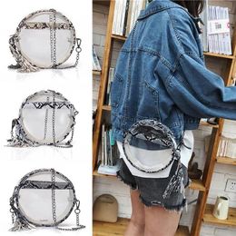 Shoulder Bags Women Clear Snakinskin Pattern Crossbody Bag Round Transparent Purse Handbag With Tassel Lightweight Female Sac