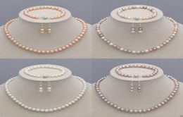 89mm Natural Akoya Cultured Pearl Necklace Bracelet Earrings Jewellery Set informati3418916