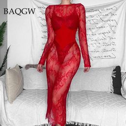 Casual Dresses Sexy Lace Hollow Out Design For Women Elegant Corset Patchwork Bodycon Long Sleeve Night Party Dresess Autum 2024