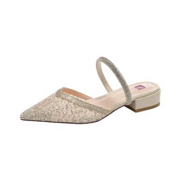 Teli verille in pelle di cuoio da donna in pelle Summer 2024 sandali saccheggiati dita piontaghi flipflops flip-flop slip-on slip-on nutrienza abbigliamento gladiatore scarpe diamanti net siz 686