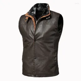 Men's Vests Spring Men Leather Vest Autumn PU Jacket Large Size Vintage Biker Mens Motocycle Sleeveless Jackets Coat Casual Work