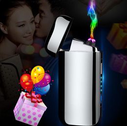 creative Fashion luxury patent Plasma dual arc Electronic USB Rechargeable cigarette Lighter windproof touch control power display2107862