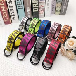 Belts Adhesives Chaopai offwhitee canvas belt simple double loop d-button embroidered letter hip hop industrial ribbon 270r
