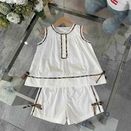 Luxury baby tracksuits girls summer suit kids designer clothes Size 100-160 CM Checkered stripe edging T-shirt and shorts 24May