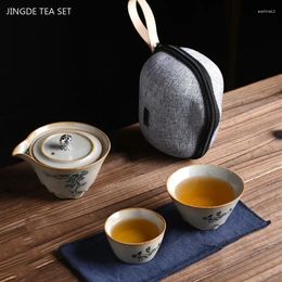 Teaware Sets Japanese Retro Portable Travel Tea One Pot Two Cups Storage Bag Set Home Outdoor Quick Cup Custom Beauty