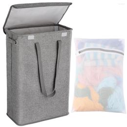 Laundry Bags Slim Basket Narrow Hamper With Removable Lid Bag Waterproof Thin Dirty Clothes For Corner Storage