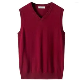 Men's Vests Mens Spring Sleeveless Sweaters Autumn Cotton Coat Male Waistcoat Knitted Stretch Jumpers Pullover