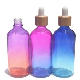 Storage Bottles 5Pcs 30ml 50ml 100ml Gradient Color Glass Dropper Bottle Eye Dripper With Bamboo Scew Cap For Essential Oila Refillable