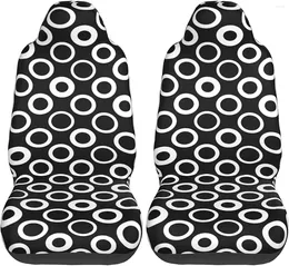 Car Seat Covers Black White Circle Vehicle Front Universal Fit Protector 2 Pcs
