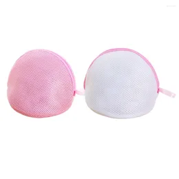 Laundry Bags 2pcs Zippered Mesh Delicate Panties Washing Shell Bracket Protection Net (Lotus Root Starch Colour White)