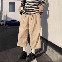 Men's Pants Summer Wide Leg Loose Casual Calf-length Cargo Japanese Korean Streetwear Cityboy Trousers Women Harem Pant For Men