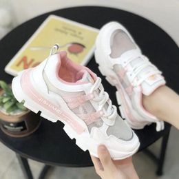 Fitness Shoes Pink Women Sneakers Summer Breathable Hollow Platform Lace Up Casual Woman Zapatos De Mujer