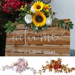 Decorative Flowers Yan Rustic Wedding Reception Sign Artificial Swag For Party Bridal Shower Entrance Welcome Board Floral Decor