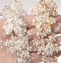 Vintage Wedding Bridal Rhinestone Crown Tiara Pearls Headband Gold Silver Flower Floral Headpiece Hairband Jewellery Fashion Headdre4485961