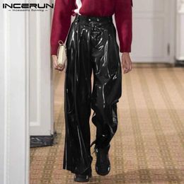 Men's Pants Casual Full Match New Mens Pantalons Patent Leather Pantalons Solid Comfortable Mens Party Display High Waist Trousers S-5XL 2023L2405