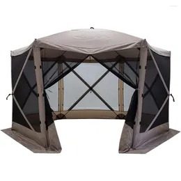 Tents And Shelters Family 8 Person 12 X12 Up 6 Sided Portable Hub Gazebo Screen Canopy Tent With Large Main Door Desert Sand CanopyTents