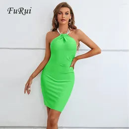 Work Dresses Fu Rui 2024 Women's Dress In Summer High-grade Feeling Diamond Ring Hanging Neck Party Skirt Sister Small Gift