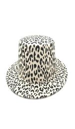 2019 new Unisex Leopard Flat Top Hat Imitation Wool Women Fedoras Hats Stylish Vintage Trilby Caps Panama Jazz Hat Chapeau48960295610272