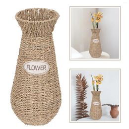 Vases Floor Vase Portable Vintage Wedding Decor Ornaments Flower Basket Straw Decorative Woven Office Nordic