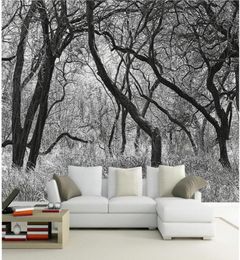 Black and white trees with frescoes mural 3d wallpaper 3d wall papers for tv backdrop2754981