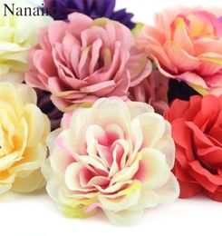 100Pcs 7cm Rose Artificial Silk Rose Flowers Wall Heads For Home Wedding Decoration DIY Wreath Accessories Craft Fake Flower C18116179406