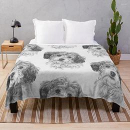 Blankets Darling Cavachon Portrait In Graphite Throw Blanket For Bed Sofa