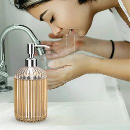 Liquid Soap Dispenser 450ml Shampoo Transparent Hand Glass Thickened Bottle Stainless Steel Pump Bathroom Dispensers