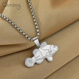 Pendant Necklaces Stainless Steel Clownfish Necklace Women Cute Anemonefish Ocellaris Fish Sea Animal Gift