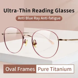Sunglasses Pure Titanium Reading Glasses Blue Light Blocking Ultra-Thin Hard Resin Lens High Quality Presbyopia Eyeglasses For Women
