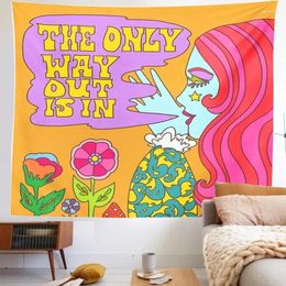 Tapestries Girls Retro Tapestry Hanging Hippie Decor For Dorm Decoration INS Trippy Wall Prints