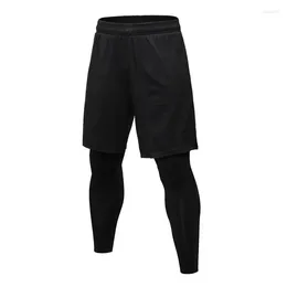 Men's Pants 2024 Summer 2Pcs Compression Mens Sweatpants Leggingstraining Tights Running Jogging Fiess Shorts With Pocket