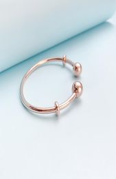 Womens Rose Gold Open Bangle Bracelet Real Sterling Silver Wedding designer Jewellery with Original retail Box For Charms Bracelets Set6539483