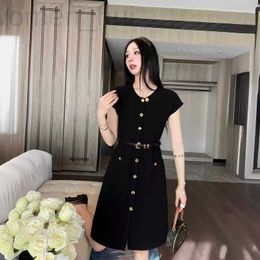 Urban Sexy Dresses designer European goods 2024 spring/summer new CE family round neck sleeveless single breasted waist belt design dress for women 6AF3