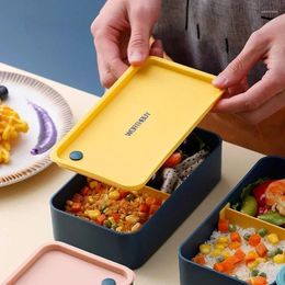 Dinnerware Household Simple Portable Lunch Box Microwave Plastic Bento With Movable Compartments Salad Fruit Container Tools