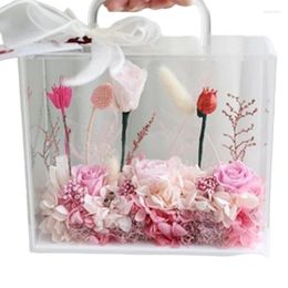 Gift Wrap Portable Flower Bag Packaging Party Favour Box Transparent With Handle Holiday Gifts Bags