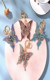 Glittering Crystal Butterfly Keychain Full Rhinestone Alloy Key Chain For Women Girl Car Handbag Bag Charm Pendant KeyRing 4 color8531097