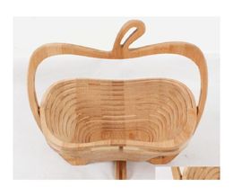 Storage Baskets Wooden Vegetable Basket With Handle Apple Shape Fruit Foldable Eco Friendly Skep Fashion Top Quality 16Ad B Drop D1162885