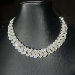 20Mm Chain Baguette Moissanite Cuban Link Sterling Sier With Vvs Moissanite Diamond Cuban Link Chain