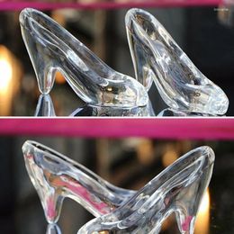 Decorative Figurines R7RC Princess Clear Acrylic Slipper Crystal Transparent High Heels Shoes Figurine Ornament Candy Holder For Wedding