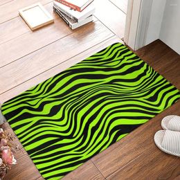 Bath Mats Green Tiger Lines Mat Animal Print Bathroom For Shower Decor Anti-Slip Absorbent Foot Non Slip Design Toilet