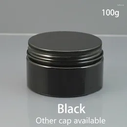 Storage Bottles 100g Empty Black Jar Refillable Bottle 100ml Cosmetic Lotion Cream Candy Spice Coffee Containers Plastic