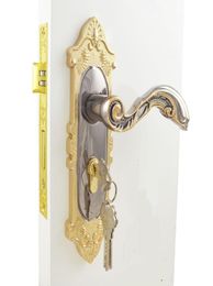 Y1292TBG interior door decoration highgrade zinc alloy door handle lock European bedroom bathroom door locks2384572