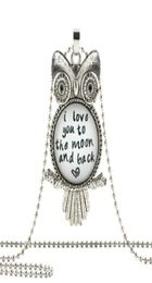 I LOVE YOU TO THE MOON AND BACK OWL PENDANT Necklace White Jewellery For Him Her Art Men Gifts3559554
