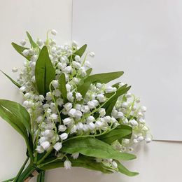 Decorative Flowers Beautiful Pure White Bell Orchid Plastic Artificial Arrangement Supplies Home Decoration Fake Plants Party Gifts