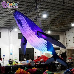 8m long (26ft) Outdoor Event Advertising Inflatable Lighting Whale Inflation Animal Models Blow Up Ocean Theme Decoration For Sales With Air Blower Toys Sports