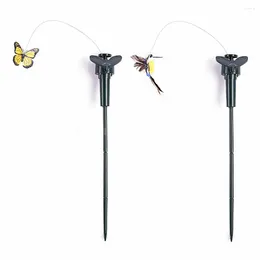 Garden Decorations Solar Powered Artificial Flying Butterfly Hummingbird Lawn Stake Yard Art Wedding Decoration Ornament