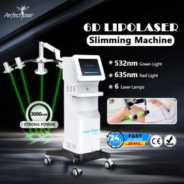 Fat Removal Lipolysis 635nm Machine 6D Lipo Laser Body Slimming for Salon Cellulite Removal Weight Loss Fat Burning Device