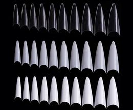600pcspack Stiletto Sharp Nail Tips French Acrylic False ClearNatural Pointy Fake Tip UV Gel Manicure Nails Art Tool7077000